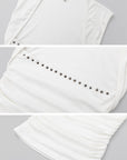 IAMXIAA Studded Ruched Square Neck Tee
