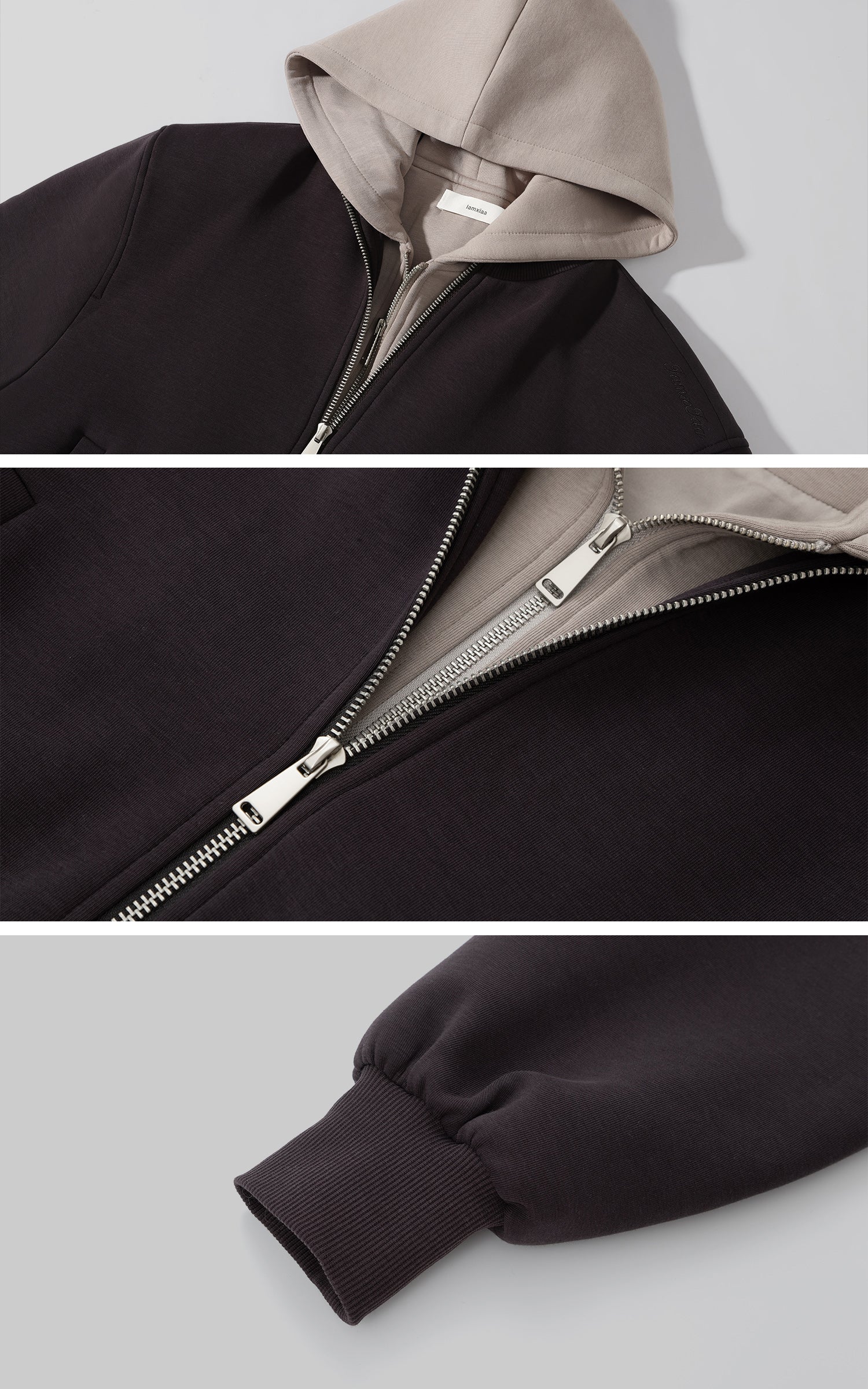 IAMXIAA 레이어드 후드 집업 재킷