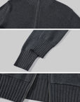 0122stepll High-Neck Zip Knit Cardigan & Foldover Wide-Leg Pants Set