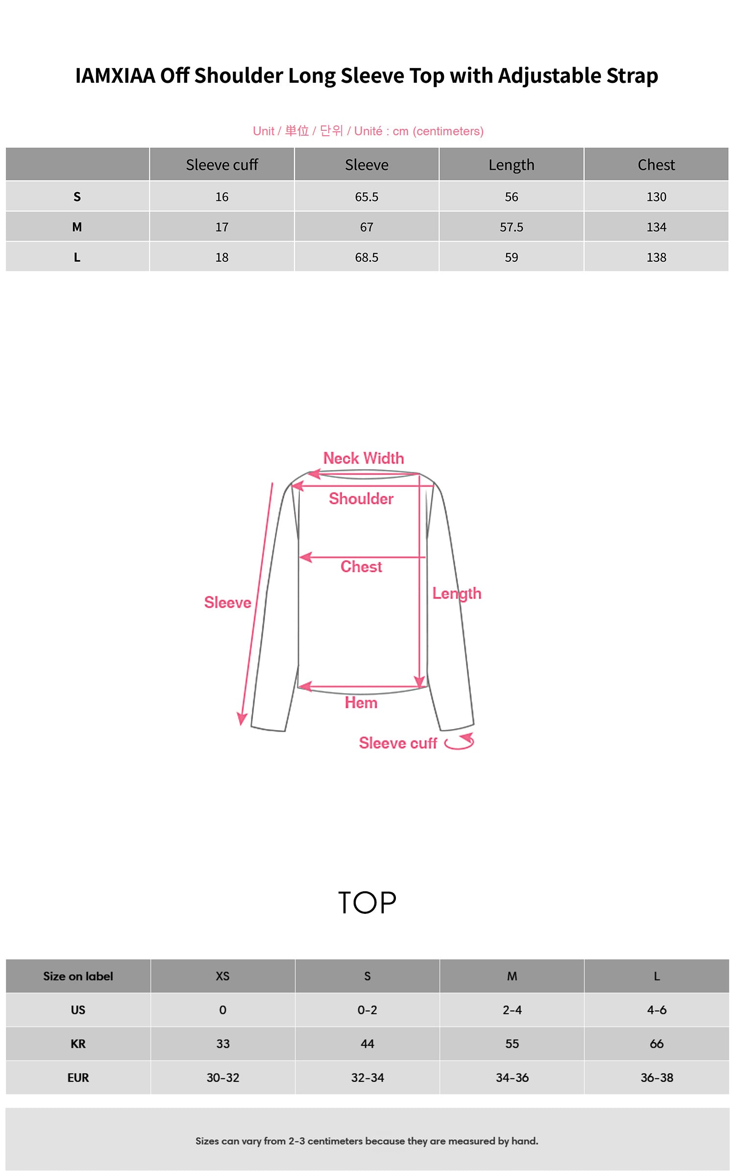 IAMXIAA Off Shoulder Long Sleeve Top with Adjustable Strap