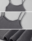 WARDEN EDGE Brushed Knit Hoodie Camisole & Wide-Leg Pants Set