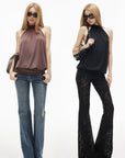 IAMXIAA Open-Back Halter Neck Draped Sleeveless Top