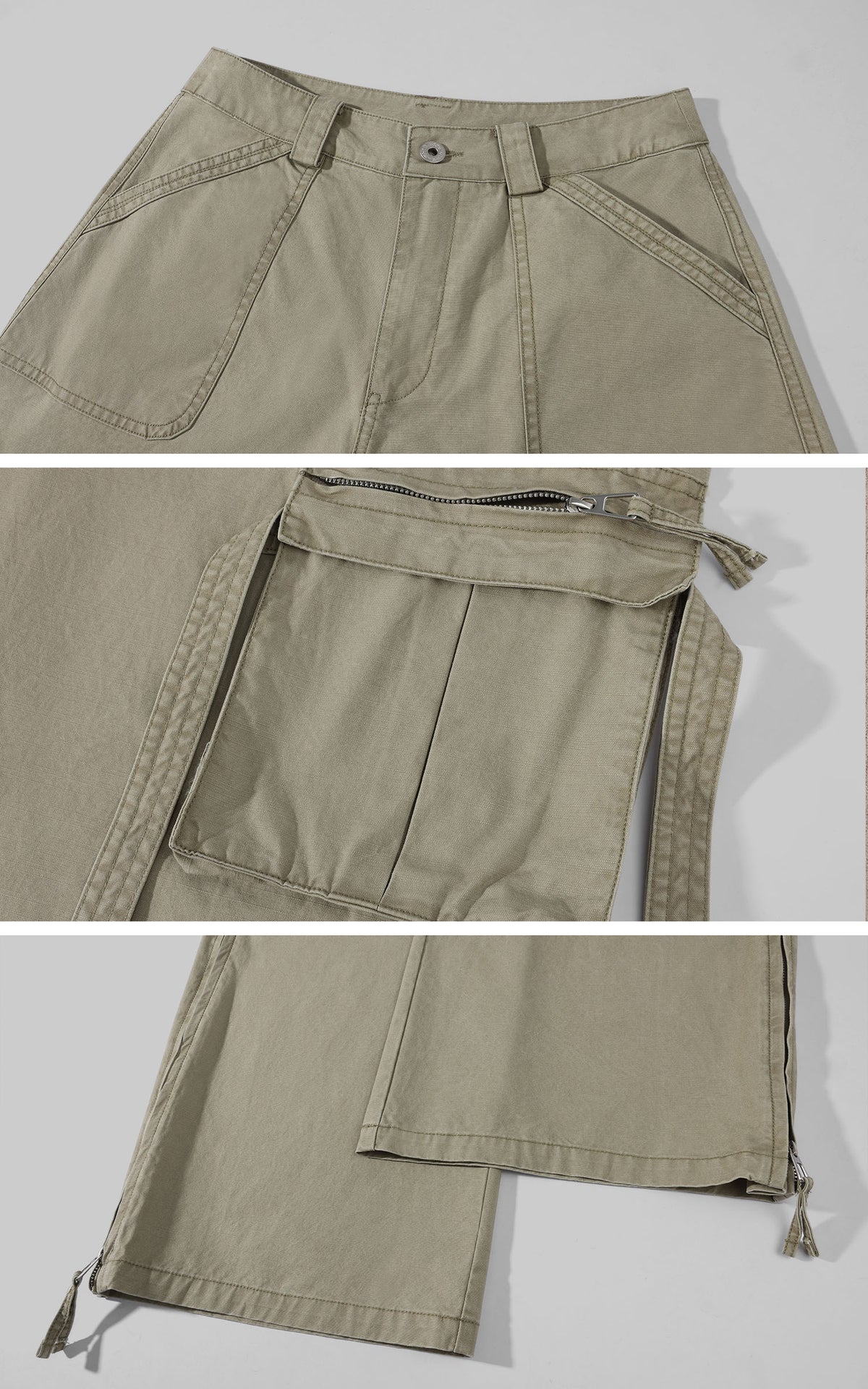 WARDEN EDGE Strap Detail Wide-Leg Cargo Pants