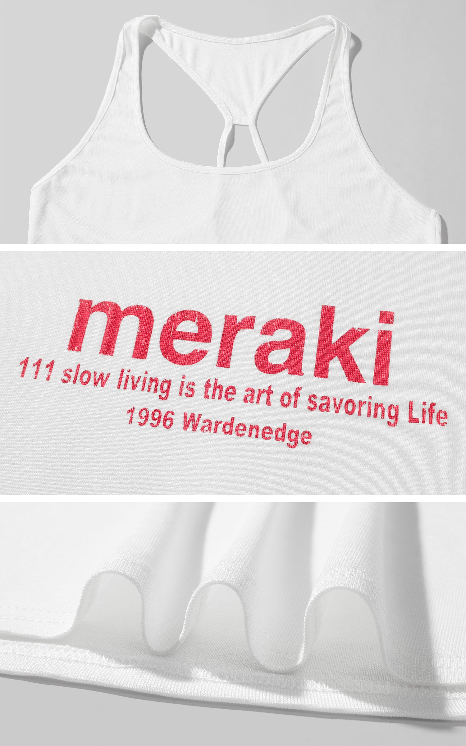 WARDEN EDGE Meraki Racerback Tank Top with Minimalist Letter Print