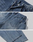 WARDEN EDGE Jean large à jambe courbée, taille basse, coupe baril, denim délavé