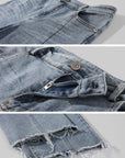 Rase le sol Vintage Washed Mid-Length Denim Pants