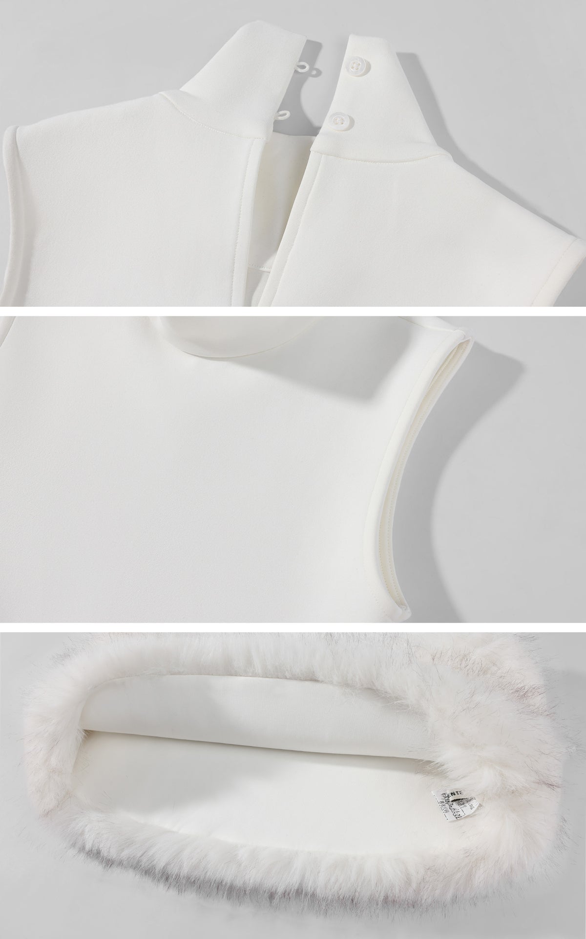 ROVENTE Faux Fur Trim Turtleneck Mini Dress