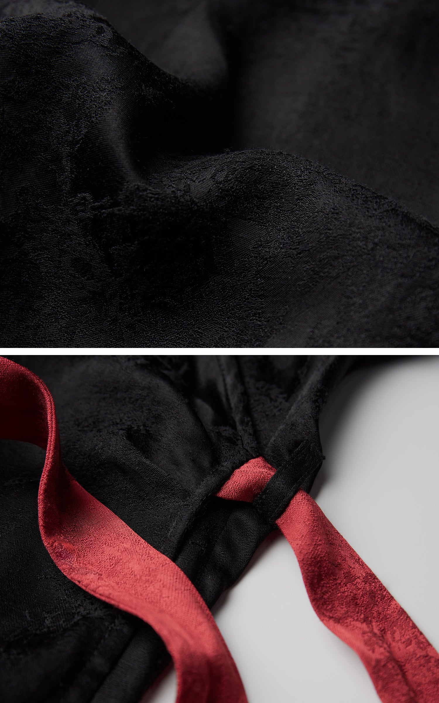 DOINDULGE Kimono Sleeve Wrap Coat with Red Contrast Cuffs and Long Tie