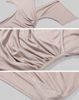 Hydrae Ensemble trois pièces nude avec dentelle et fronces pour détente