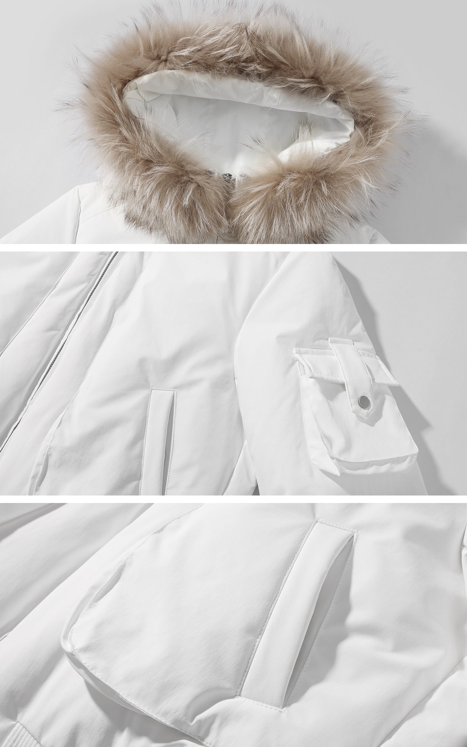 WARDEN EDGE 取り外し可能なフェイクファー付きクロップドパファージャケット