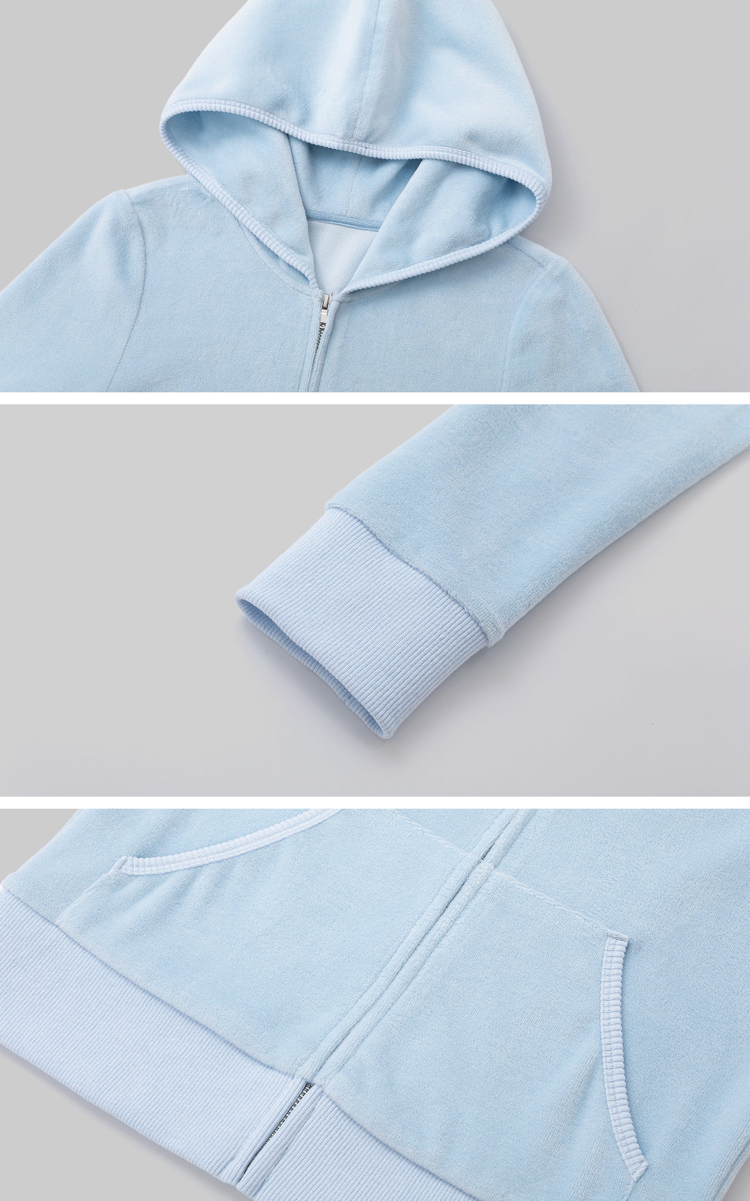 IAMXIAA Velour Zip-Up Hoodie &amp; Wide-Leg Pants Set