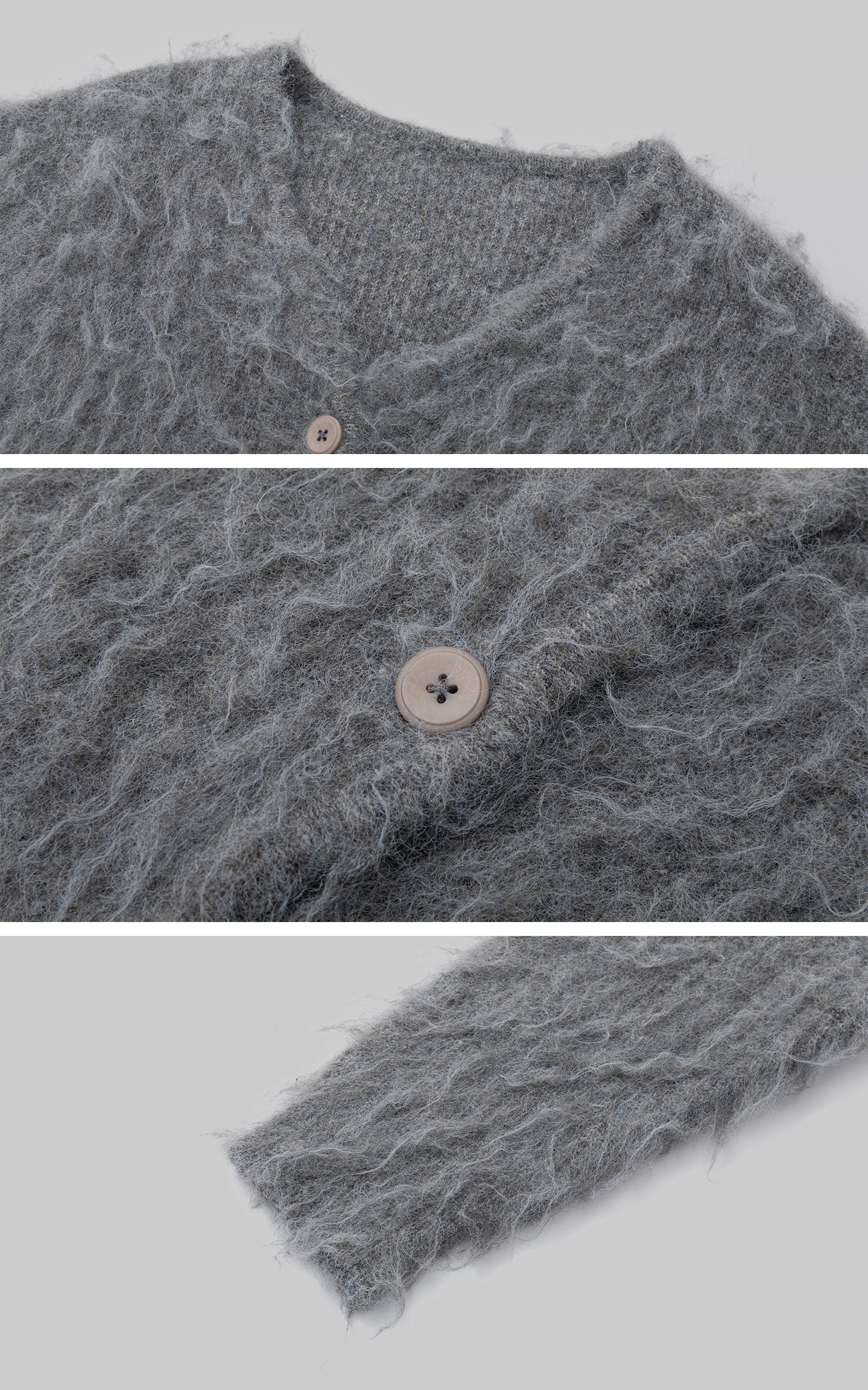 Cardigan boutonné en maille duveteuse