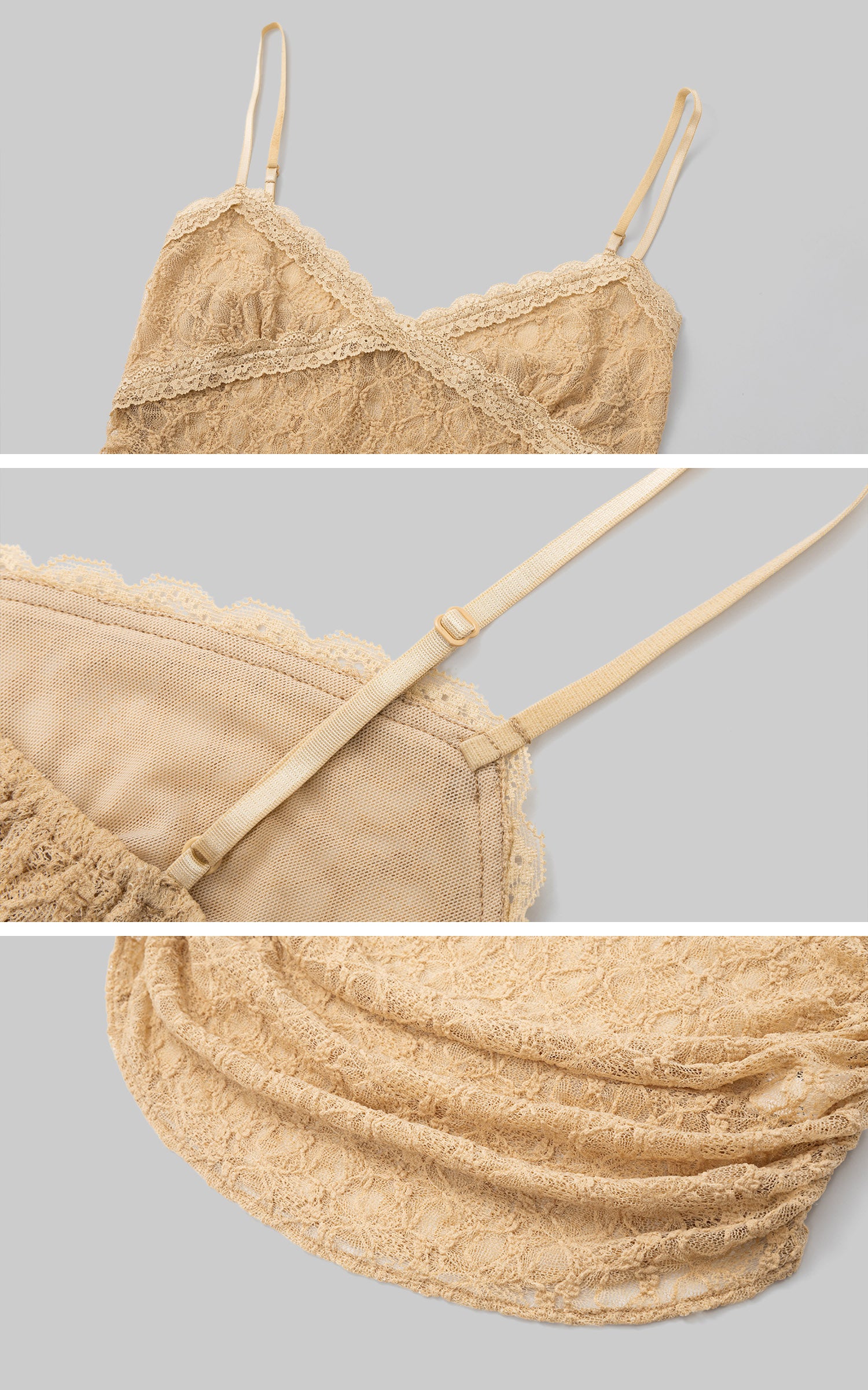 IAMXIAA Haut Cami Froncé en Dentelle