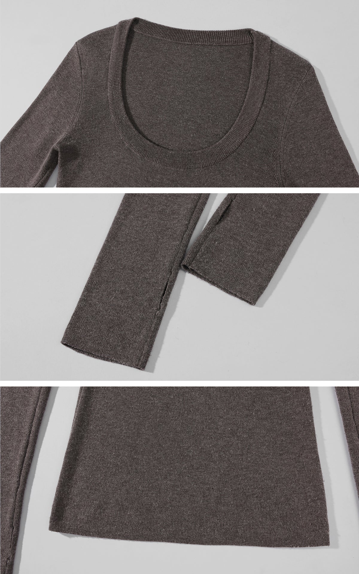 Rase le sol Deep Scoop Neck Slim Fit Knit Top