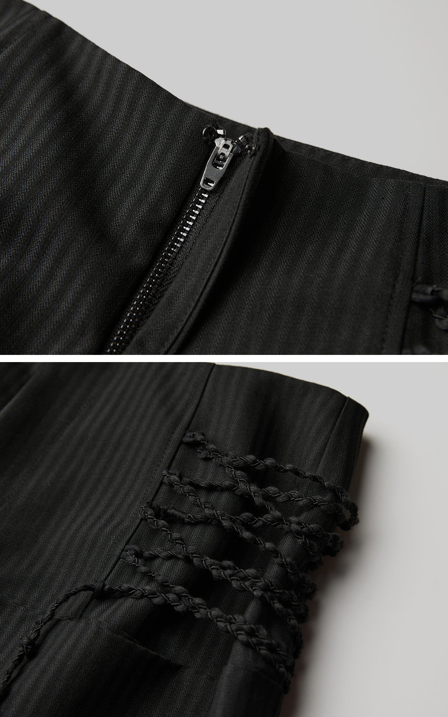DOINDULGE Wide Leg Trousers with Braided Detail