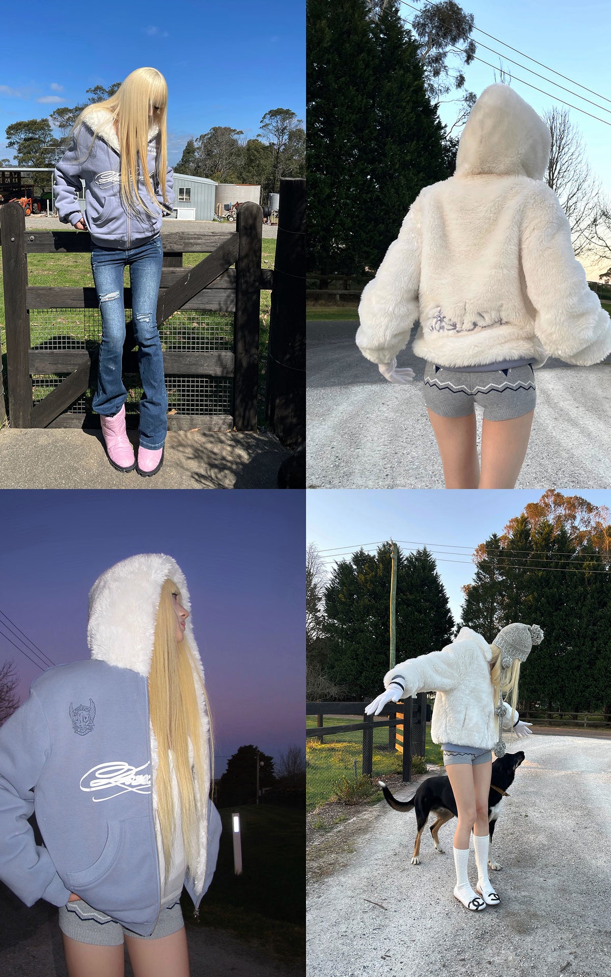 Rase le sol Reversible Faux Fur Hooded Zip Jacket
