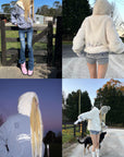 Rase le sol Reversible Faux Fur Hooded Zip Jacket