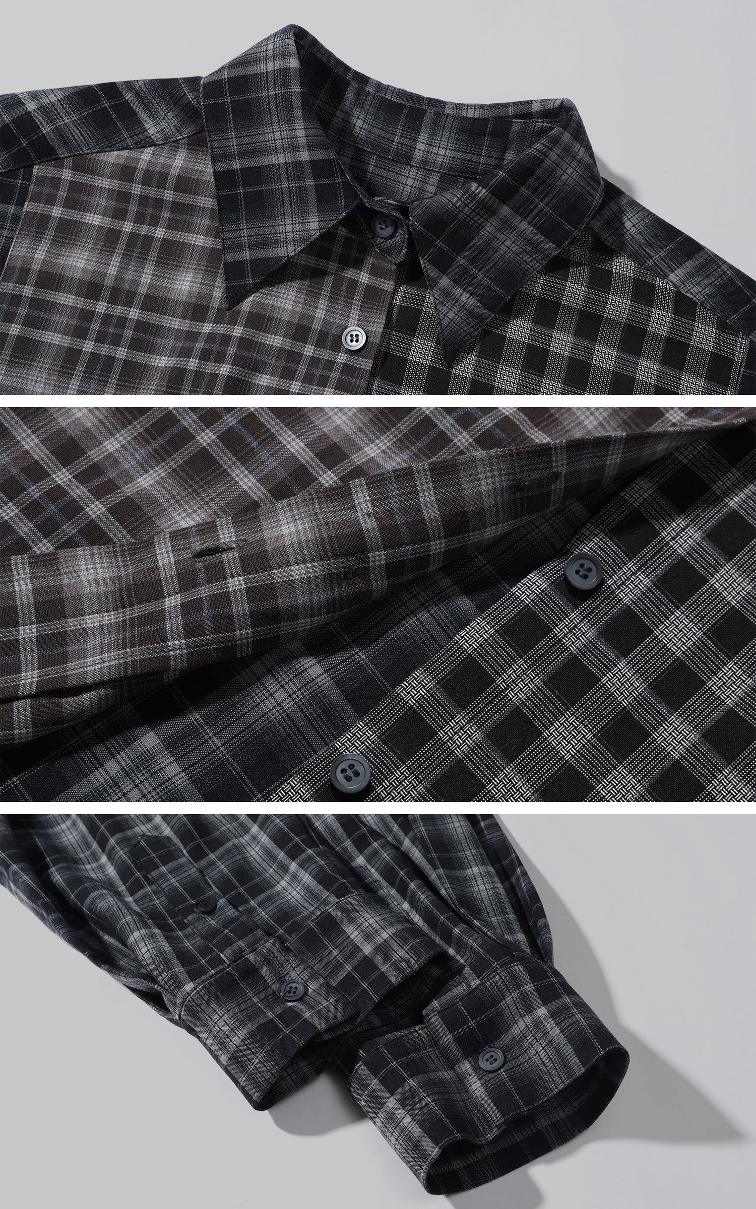 WARDEN EDGE 패치워크 체크 릴랙스핏 셔츠