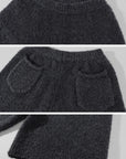 Rase le sol Embroidered Hooded Knit Sweater & Long Shorts Set