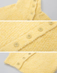 IAMXIAA Asymmetric Button High-Neck Fuzzy Knit Sweater