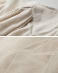 DOINDULGE Deconstructed Draped Jacquard Midi Skirt with Tulle Layering