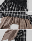 WARDEN EDGE Layered Plaid Deconstructed Midi Skirt