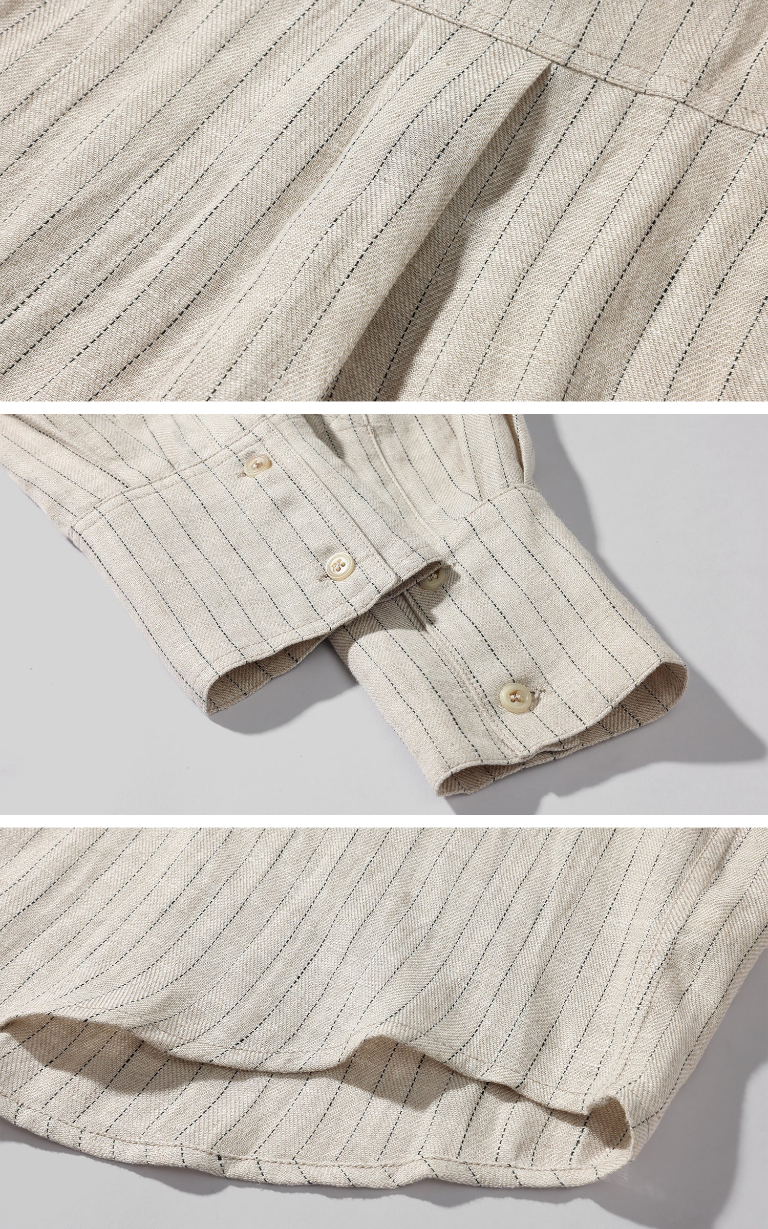 ROVENTE Pinstripe Linen Shirt and Shorts Set with Relaxed Fit and Tailored Detailing
