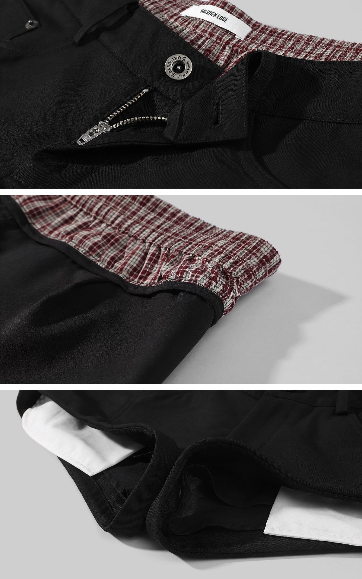 WARDEN EDGE Layered Plaid Waist Micro Shorts