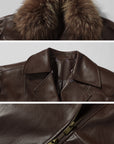ROVENTE Detachable Fur Collar Leather Jacket