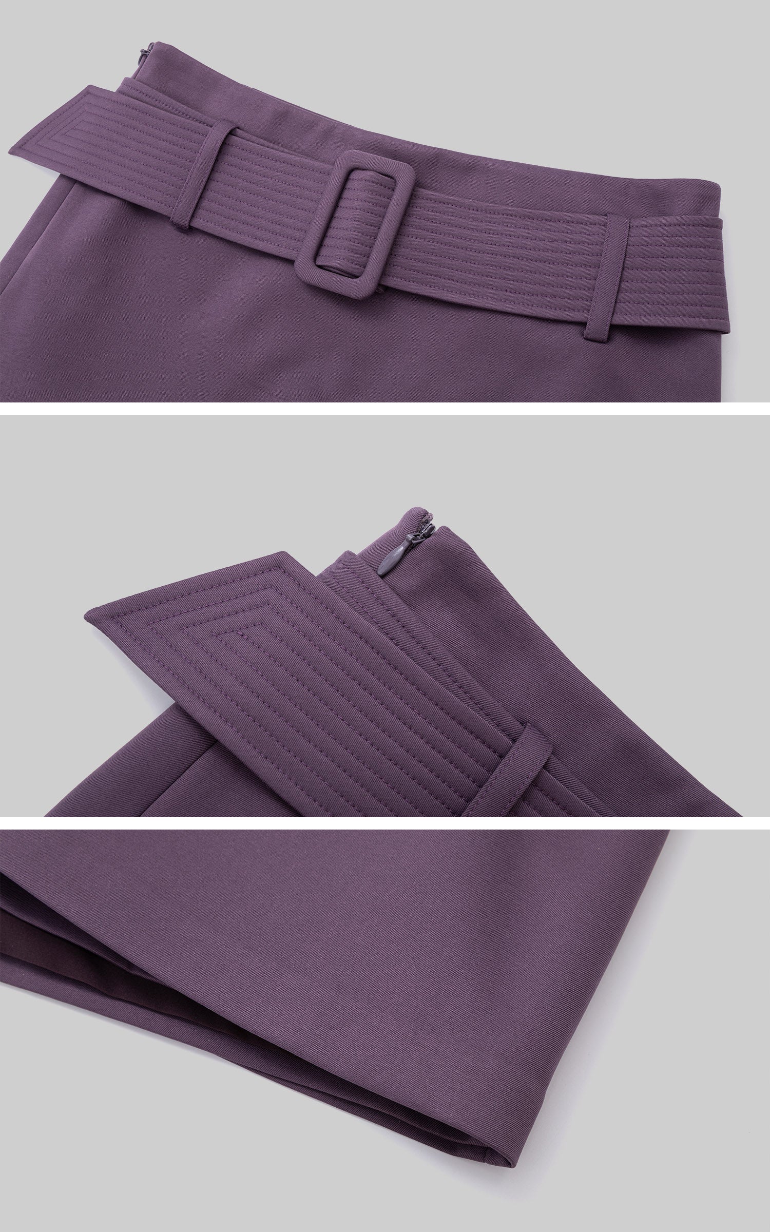 IAMXIAA Low-Rise Belted Micro Mini Skirt in Plum Purple