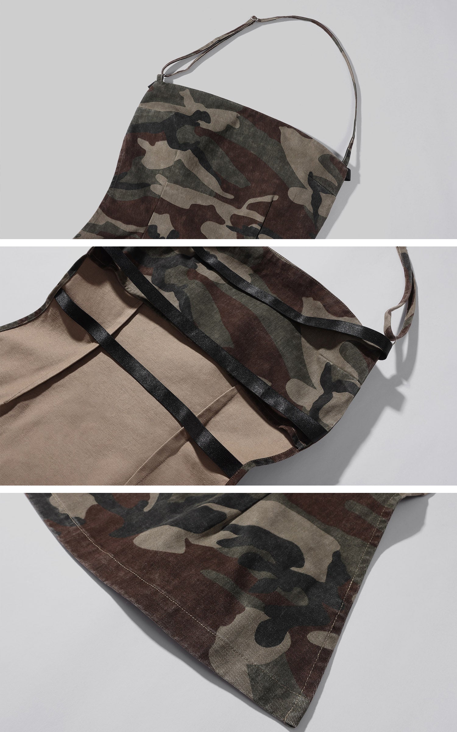 0122stepll Haut corset dos nu à bretelles camouflage