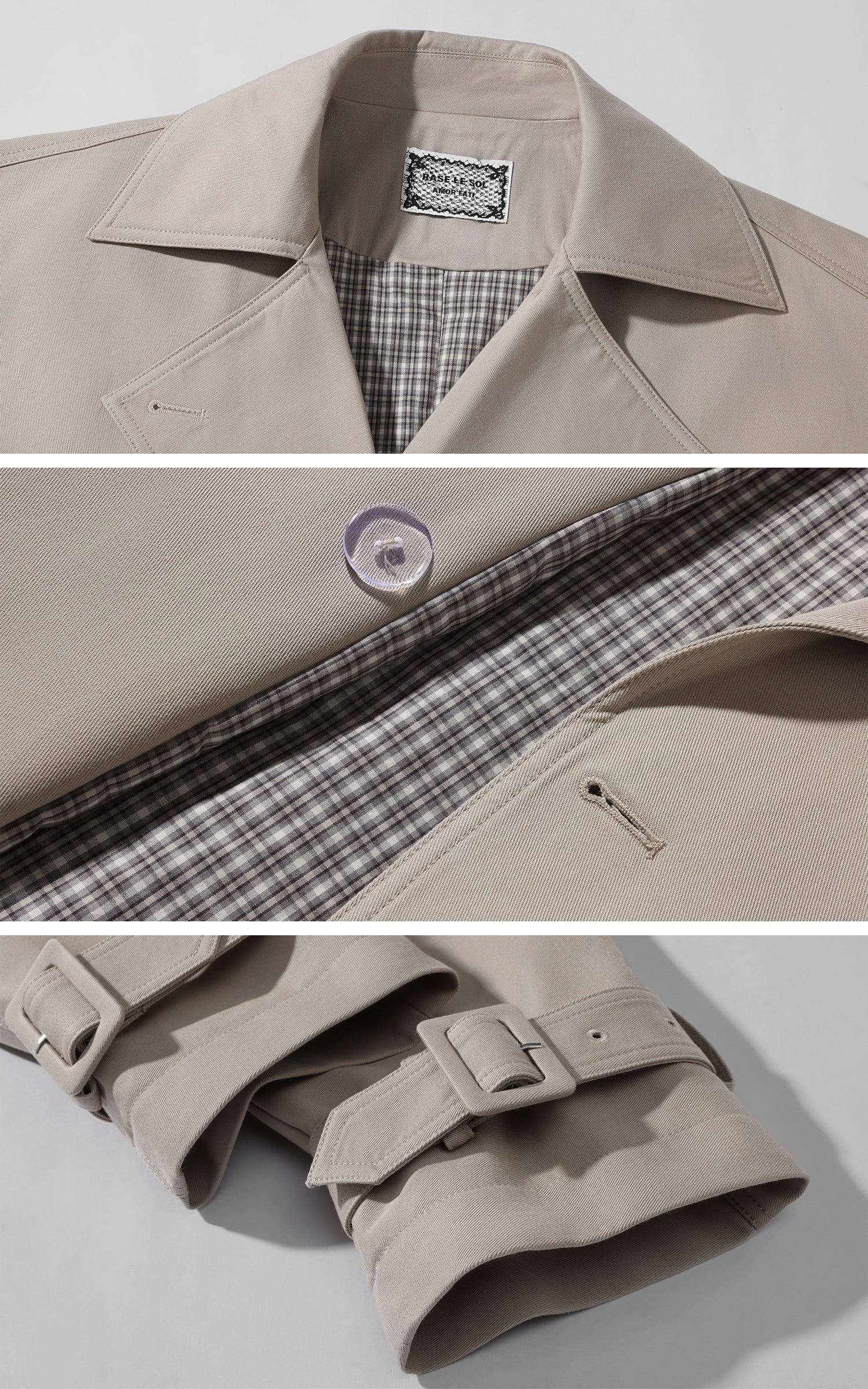 Rase le sol 체크 안감이 돋보이는 리버시블 롱 트렌치코트