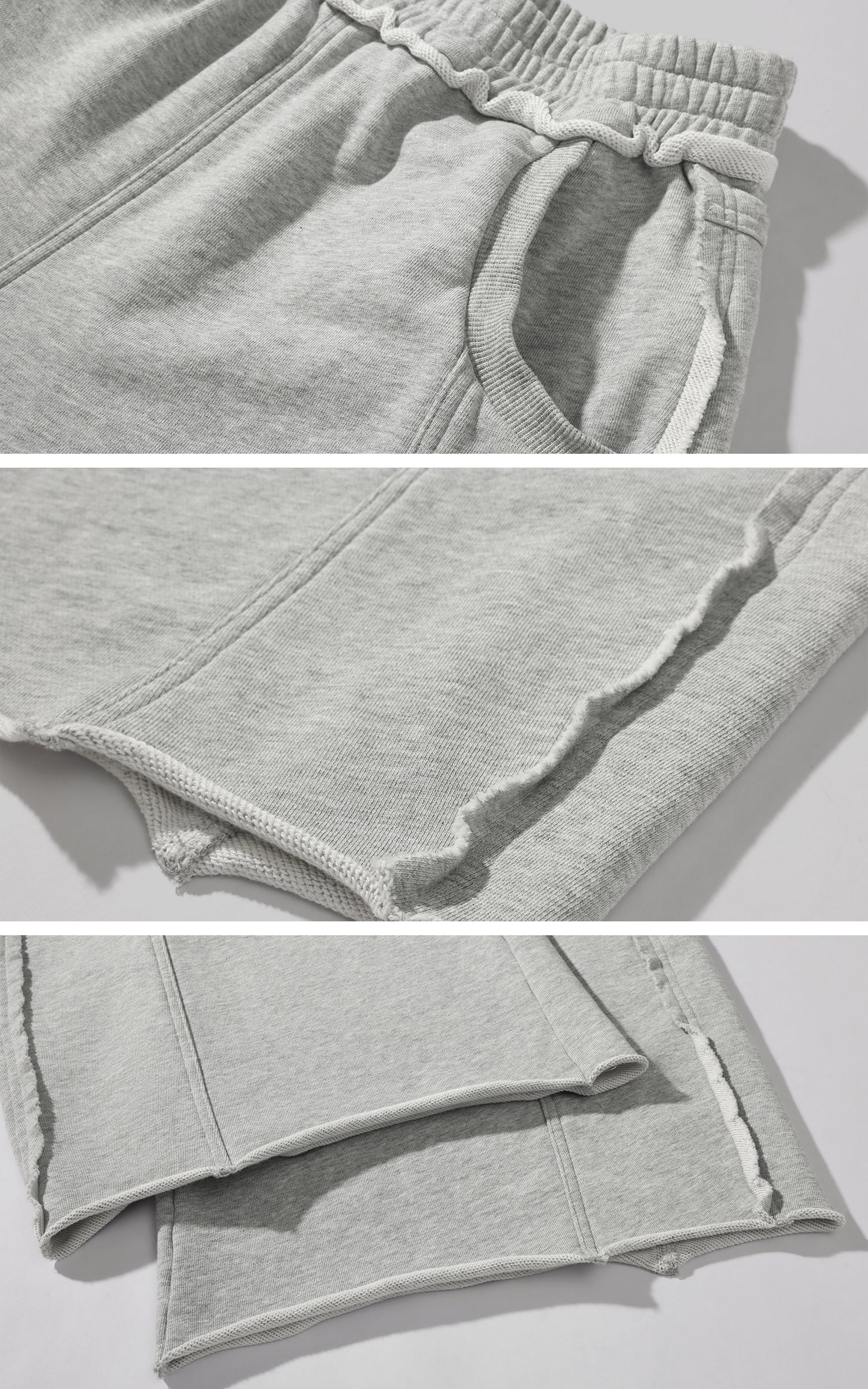 Rase le sol Ruffled Waist Wide-Leg Sweatpants in Heather Grey