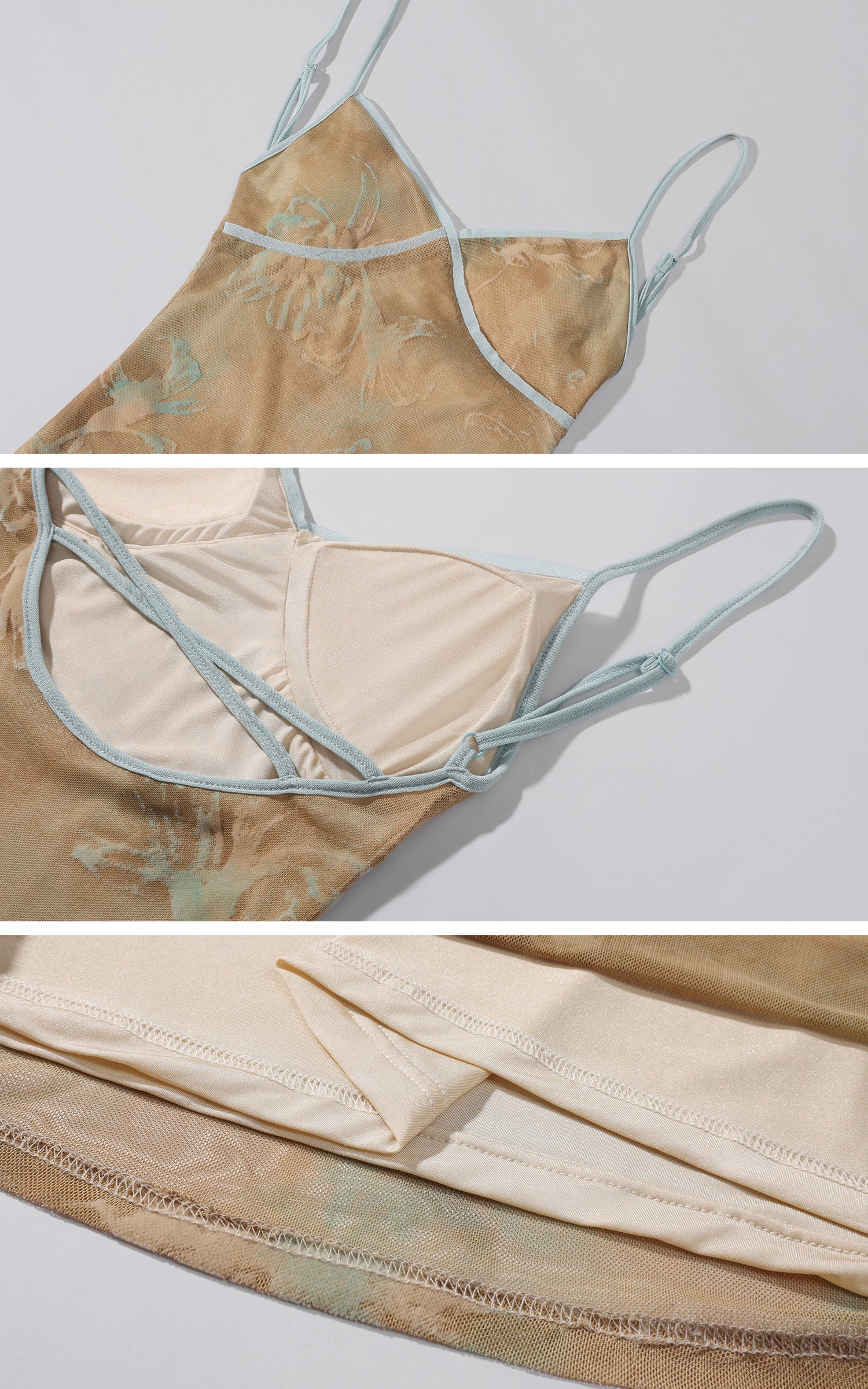 Hydrae シアーメッシュフローラルボディコンマキシスリップドレス