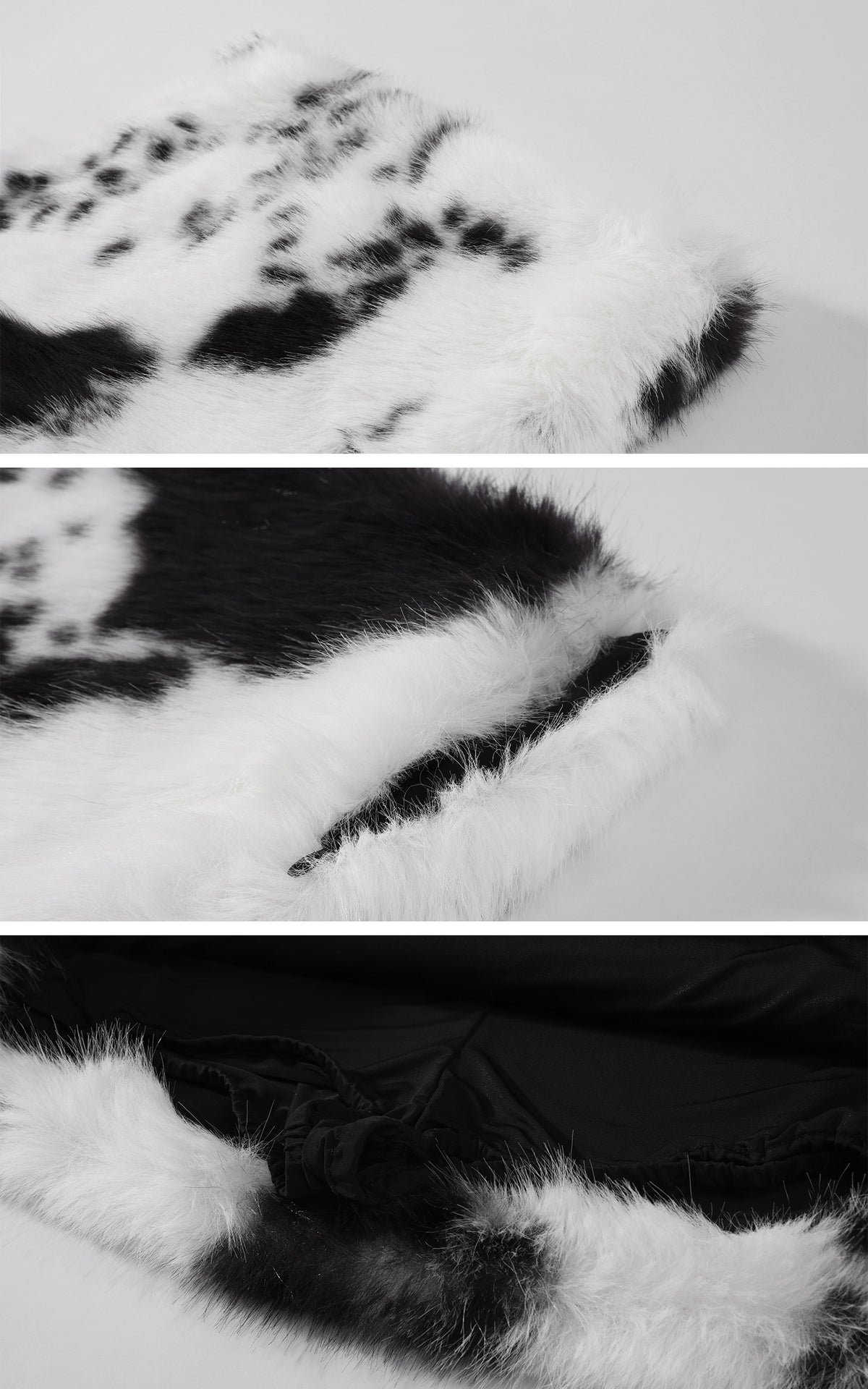 0122stepll Cow Print Faux Fur Mini Skirt
