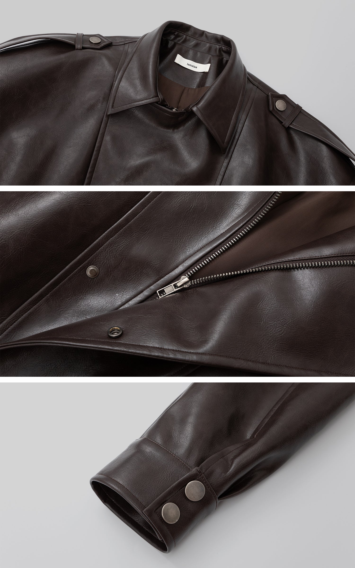 IAMXIAA Faux Leather Belted Jacket