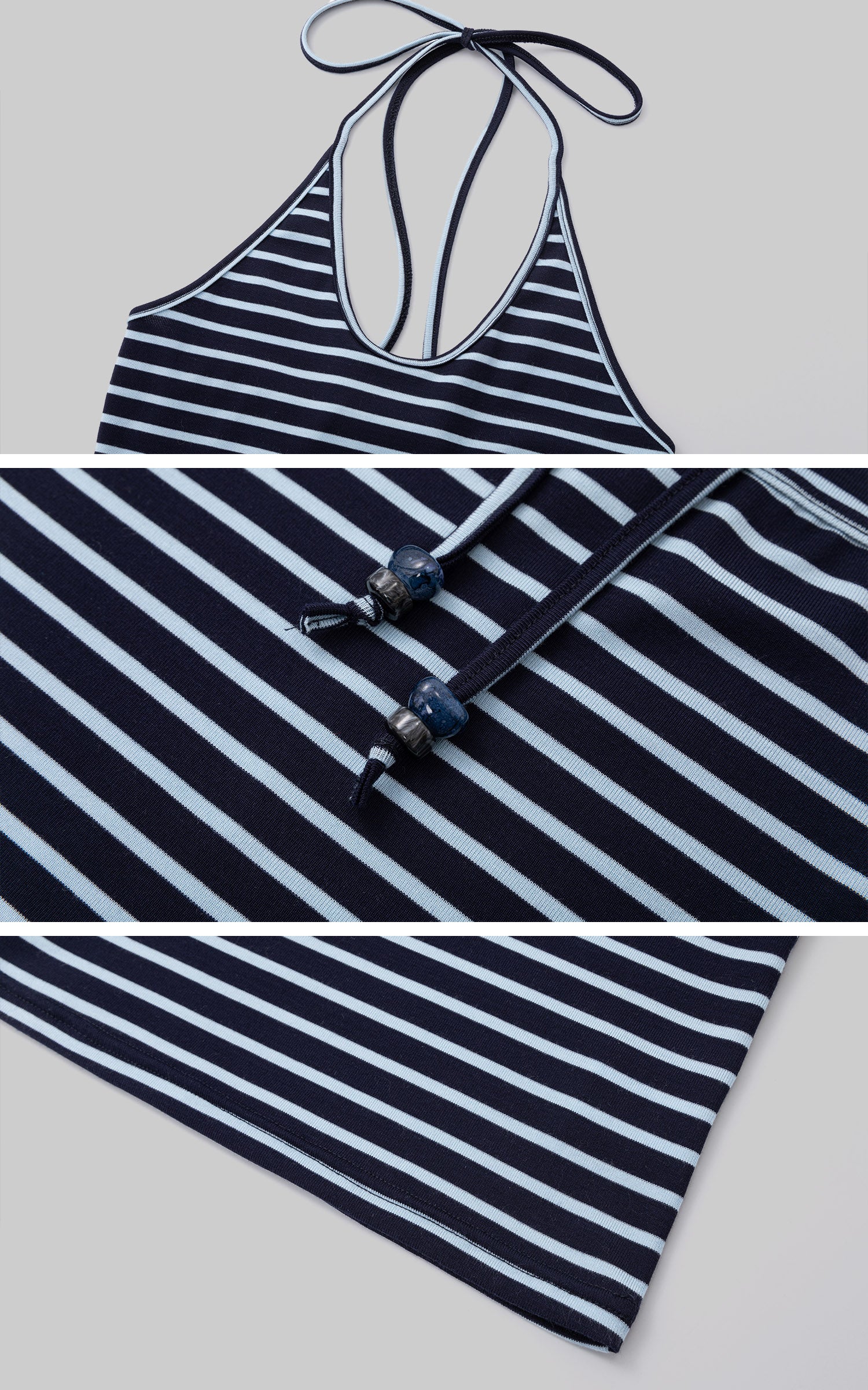 IAMXIAA Navy Layered Stripe Halter &amp; Slouchy V-Neck Top
