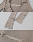 Rase le sol Lace-Trimmed Deep V-Neck Fitted Long Sleeve Top