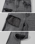 Rase le sol Distressed Patch Flared Denim Pants