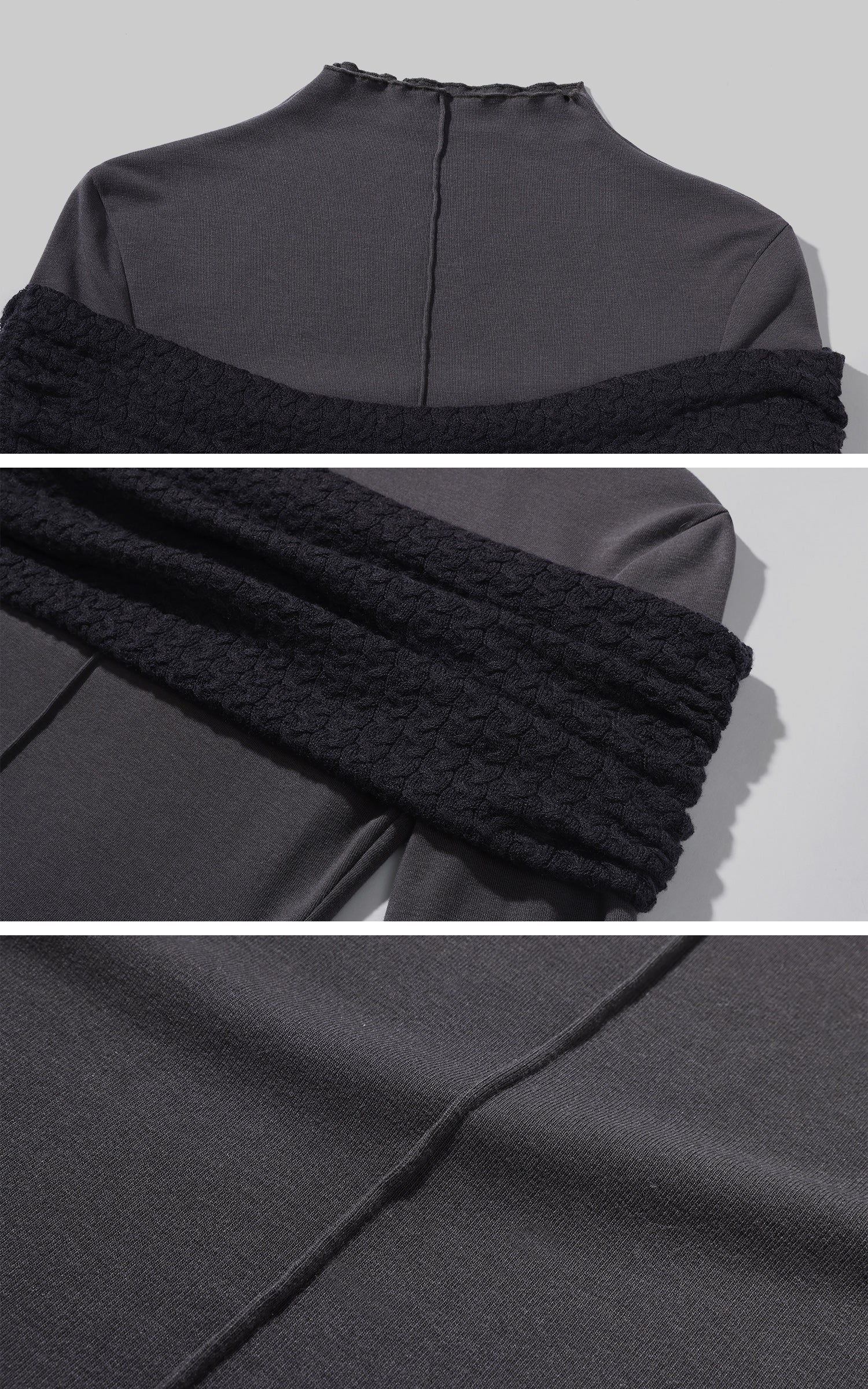 Rase le sol 드레이프 울 텍스처 밴드가 있는 슬림 니트 탑