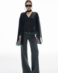 IAMXIAA Sheer Flowing Chiffon Top with Scarf Detail