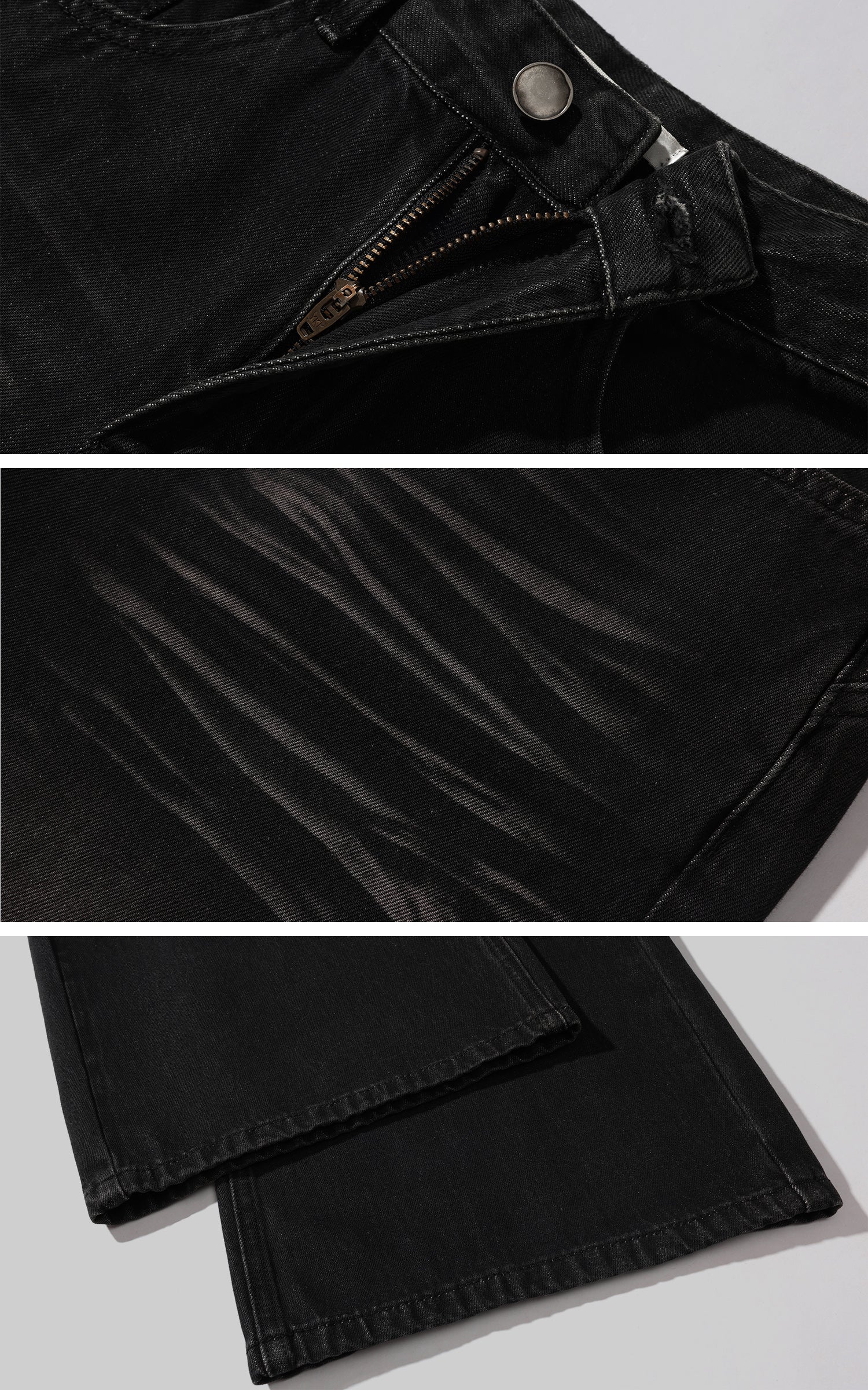 ROVENTE Washed Black Wide Leg Denim Pants