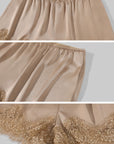 ROVENTE Scalloped Floral Lace Satin-Look Shorts with Bow Detail