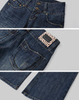 IAMXIAA Low-Rise Vintage Washed Wide-Leg Flared Jeans