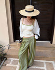 Hydrae Ensemble cardigan superposé, caraco & Pantalon large en satin
