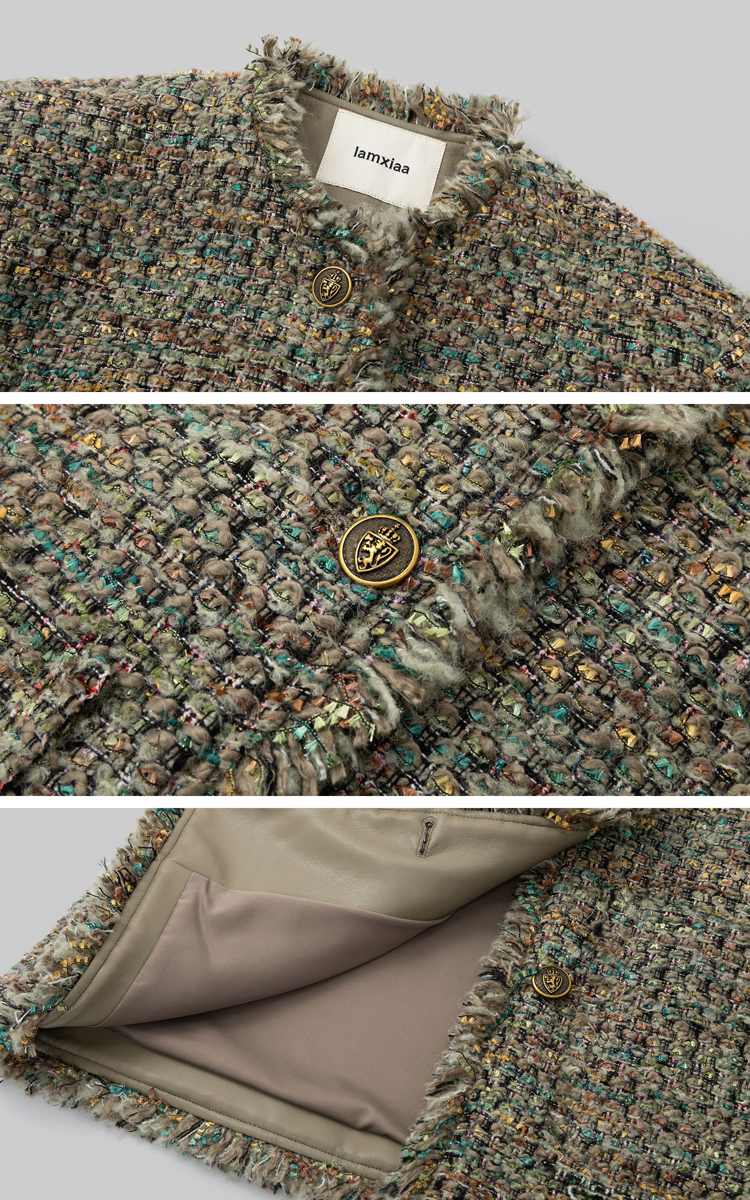 IAMXIAA Textured Tweed Jacket and Skirt Set