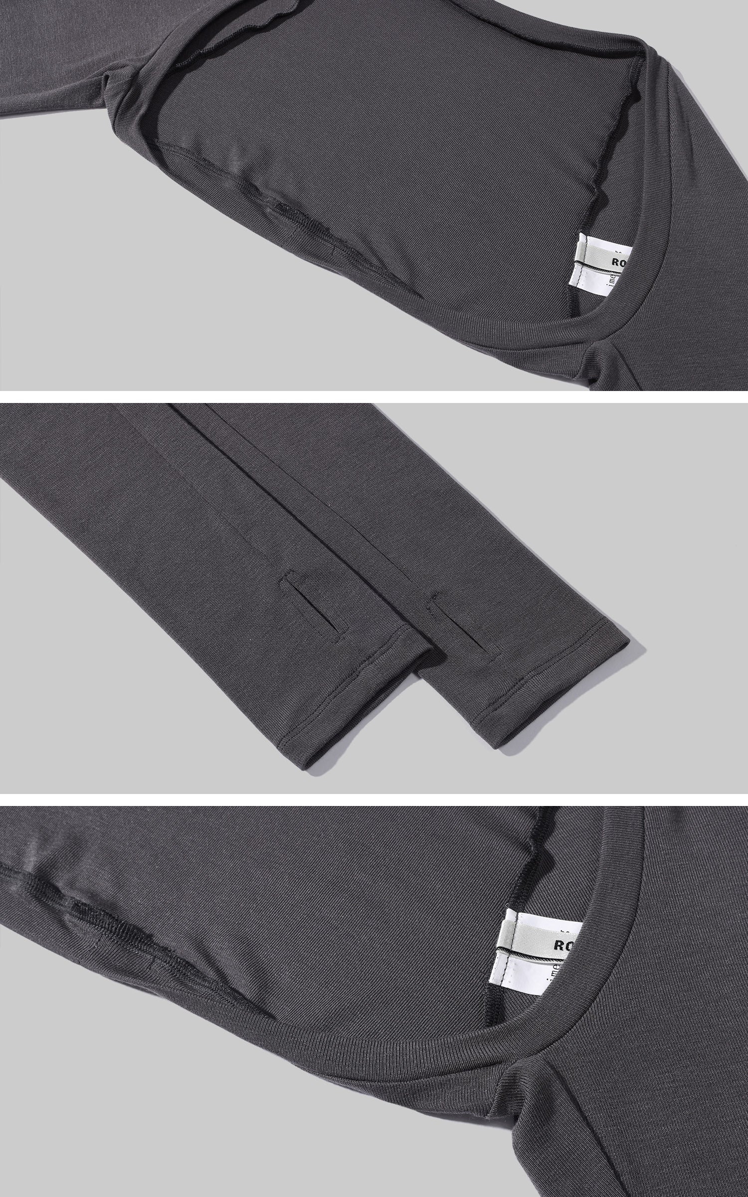 ROVENTE Layered Sculpt Long Sleeve Top &amp; Fitted Shorts Set