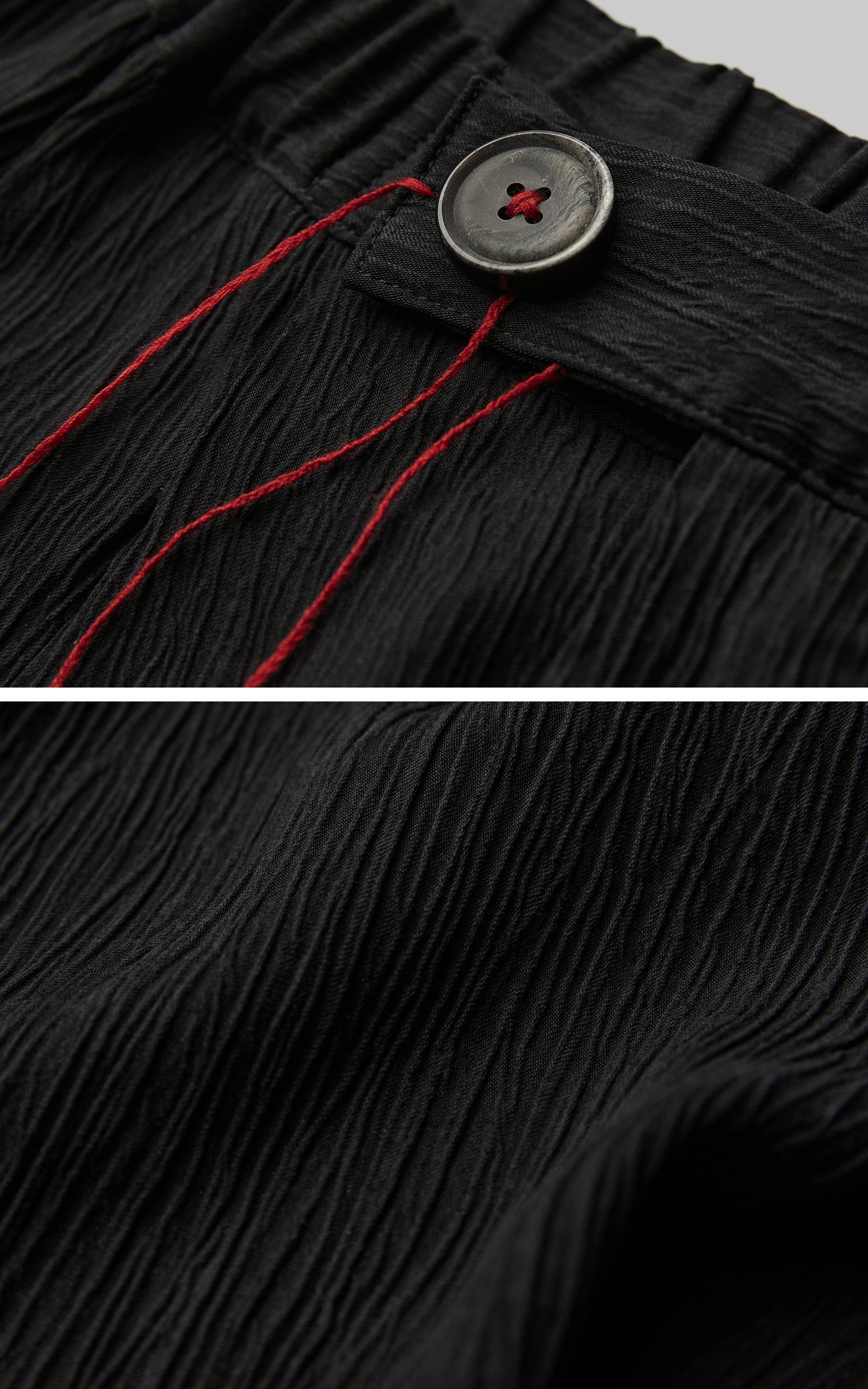 DOINDULGE Crinkled Wide Trousers with Red Thread