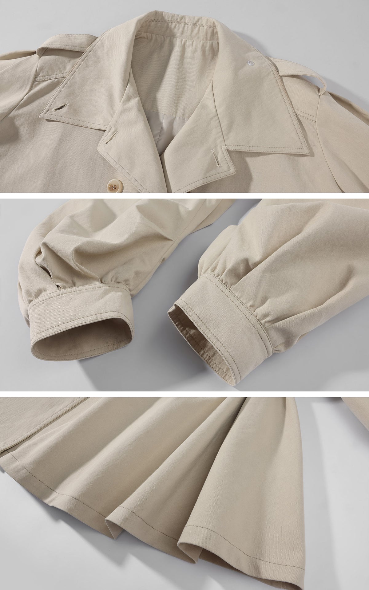 WARDEN EDGE Oversized High-Neck Balloon Sleeve Belted Trench Coat