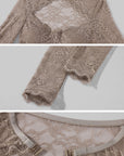 Hydrae Cutout Lace Top & Leather-Look Shorts Set